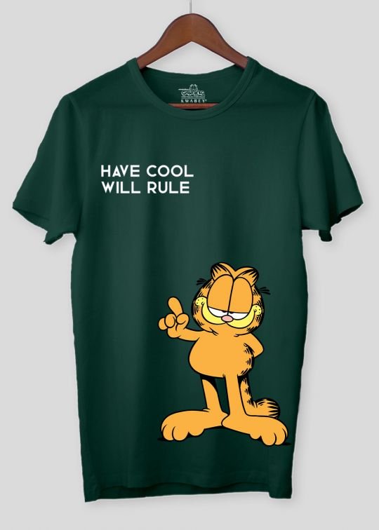 Cool Garfield Bottle Green Half Sleevet Shirt